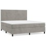 Cama box spring con colchón terciopelo gris claro 160x200 cm de vidaXL, Camas y somieres - Ref: Foro24-3142911, Precio: 525,8...