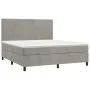 Box spring bed with light gray velvet mattress 160x200 cm by vidaXL, Beds and slatted bases - Ref: Foro24-3142911, Price: 497...