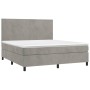 Cama box spring con colchón terciopelo gris claro 160x200 cm de vidaXL, Camas y somieres - Ref: Foro24-3142911, Precio: 525,8...