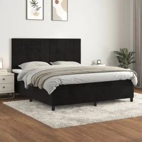 Box spring bed with black velvet mattress 180x200 cm by vidaXL, Beds and slatted bases - Ref: Foro24-3143039, Price: 583,16 €...