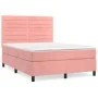 Box spring bed with pink velvet mattress 140x190 cm by vidaXL, Beds and slatted bases - Ref: Foro24-3143084, Price: 488,03 €,...