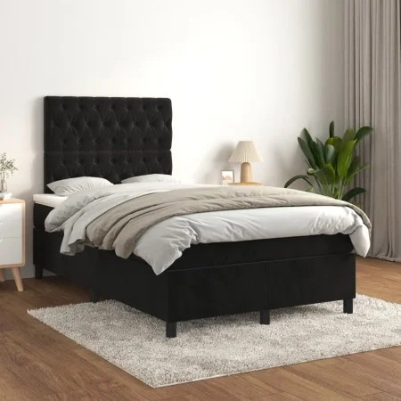Box spring bed with black velvet mattress 120x200 cm by vidaXL, Beds and slatted bases - Ref: Foro24-3143195, Price: 426,78 €...