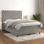 Box spring bed with light gray velvet mattress 140x190 cm by vidaXL, Beds and slatted bases - Ref: Foro24-3143199, Price: 549...