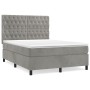 Box spring bed with light gray velvet mattress 140x190 cm by vidaXL, Beds and slatted bases - Ref: Foro24-3143199, Price: 549...