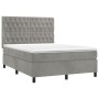 Box spring bed with light gray velvet mattress 140x190 cm by vidaXL, Beds and slatted bases - Ref: Foro24-3143199, Price: 549...