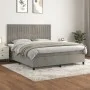 Box spring bed with light gray velvet mattress 160x200 cm by vidaXL, Beds and slatted bases - Ref: Foro24-3143151, Price: 516...