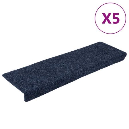 Felpudos autoadhesivos para escaleras, 5 unidades, 65 x 21 x 4 cm, antracita, borde rectangular en Alfombrillas para escalones |
