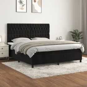 Box spring bed with black velvet mattress 180x200 cm by vidaXL, Beds and slatted bases - Ref: Foro24-3143219, Price: 624,11 €...