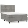 Box spring bed with light gray velvet mattress 140x190 cm by vidaXL, Beds and slatted bases - Ref: Foro24-3143259, Price: 547...