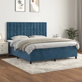 Boxspringbett mit dunkelblauer Samtmatratze 180x200 cm von vidaXL, Betten und Lattenroste - Ref: Foro24-3143281, Preis: 650,9...