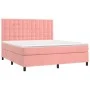 Box spring bed with pink velvet mattress 160x200 cm by vidaXL, Beds and slatted bases - Ref: Foro24-3143276, Price: 532,64 €,...