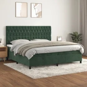 Box spring bed with dark green velvet mattress 200x200 cm by vidaXL, Beds and slatted bases - Ref: Foro24-3143226, Price: 724...