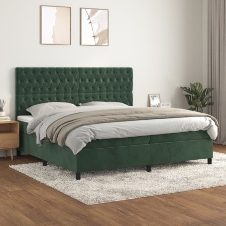 Boxspringbett mit dunkelgrüner Samtmatratze 200x200 cm von vidaXL, Betten und Lattenroste - Ref: Foro24-3143226, Preis: 736,5...