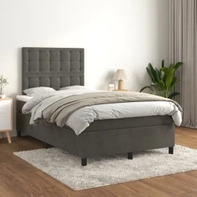 Box spring bed with dark gray velvet mattress 120x200 cm by vidaXL, Beds and slatted bases - Ref: Foro24-3143254, Price: 379,...