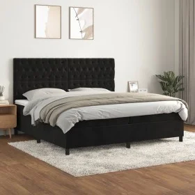Box spring bed with black velvet mattress 200x200 cm by vidaXL, Beds and slatted bases - Ref: Foro24-3143225, Price: 662,43 €...