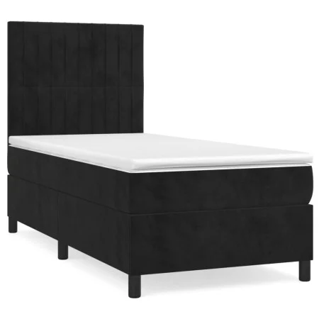 Cama box spring con colchón terciopelo negro 90x200 cm de vidaXL, Camas y somieres - Ref: Foro24-3143123, Precio: 309,35 €, D...