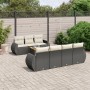 Set de sofás de jardín 8 piezas y cojines ratán sintético negro