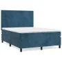 Box spring bed with dark blue velvet mattress 140x190 cm by vidaXL, Beds and slatted bases - Ref: Foro24-3142903, Price: 460,...