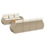 Juego de sofás de jardín con cojines beige 8 pzas ratán PE