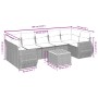 Set de sofás de jardín 8 piezas y cojines ratán sintético negro