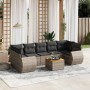 Set de sofás de jardín 8 pzas y cojines ratán sintético gris