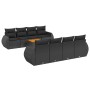 Set de sofás de jardín 8 piezas y cojines ratán sintético negro