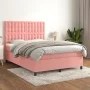 Box spring bed with pink velvet mattress 140x200 cm by vidaXL, Beds and slatted bases - Ref: Foro24-3143270, Price: 488,27 €,...