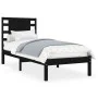Solid black pine wood bed frame 100x200 cm by vidaXL, Beds and slatted bases - Ref: Foro24-3104212, Price: 138,12 €, Discount: %