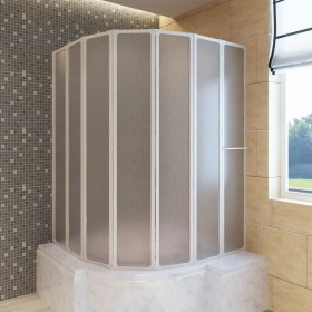 Mampara de ducha con 7 paneles plegables y toallero