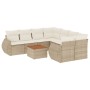 Set de sofás de jardín 9 pzas con cojines ratán sintético beige