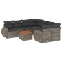 Set de muebles de jardín 9 pzas y cojines ratán sintético gris