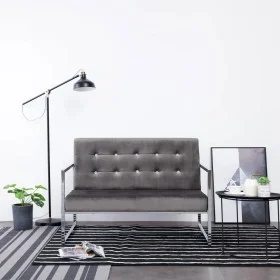 2-seater sofa with chrome armrests and dark gray velvet by vidaXL, Sofas - Ref: Foro24-282165, Price: 206,69 €, Discount: %