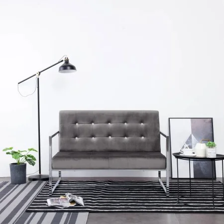 2-seater sofa with chrome armrests and dark gray velvet by vidaXL, Sofas - Ref: Foro24-282165, Price: 206,69 €, Discount: %