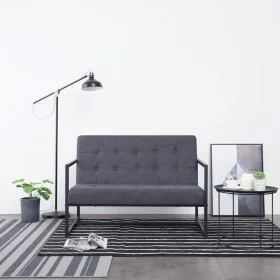 Sofá de 2 plazas con reposabrazos acero y tela gris oscuro by vidaXL, Sofas - Ref: Foro24-282162, Price: 194,23 €, Discount: %