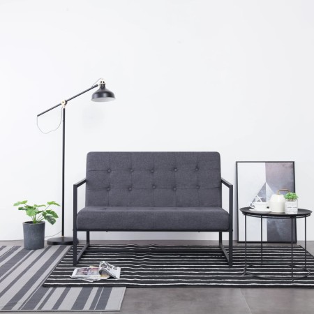 Sofá de 2 plazas con reposabrazos acero y tela gris oscuro by vidaXL, Sofas - Ref: Foro24-282162, Price: 184,68 €, Discount: %