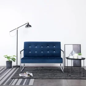 Two seater sofa with chrome armrests and blue velvet by vidaXL, Sofas - Ref: Foro24-282166, Price: 170,53 €, Discount: %