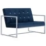 Two seater sofa with chrome armrests and blue velvet by vidaXL, Sofas - Ref: Foro24-282166, Price: 170,53 €, Discount: %