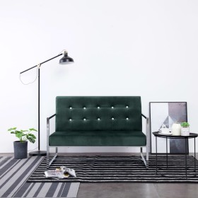 2 seater sofa with chrome armrests dark green velvet by vidaXL, Sofas - Ref: Foro24-282164, Price: 164,48 €, Discount: %