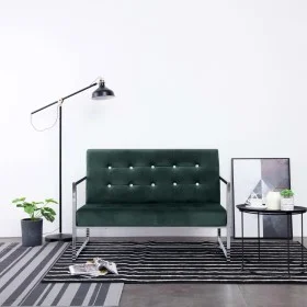 2 seater sofa with chrome armrests dark green velvet by vidaXL, Sofas - Ref: Foro24-282164, Price: 153,13 €, Discount: %