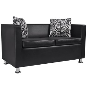 2 seater black artificial leather sofa by vidaXL, Sofas - Ref: Foro24-242209, Price: 228,48 €, Discount: %