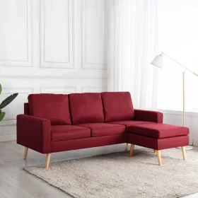 Dreisitzer-Sofa mit rotem Weinrot-Stoffhocker. von vidaXL, Sofas - Ref: Foro24-288730, Preis: 317,02 €, Rabatt: %