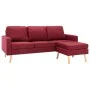 Sofá de 3 plazas con reposapiés de tela rojo vino tinto by vidaXL, Sofas - Ref: Foro24-288730, Price: 317,02 €, Discount: %