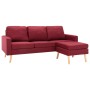Sofá de 3 plazas con reposapiés de tela rojo vino tinto by vidaXL, Sofas - Ref: Foro24-288730, Price: 321,06 €, Discount: %