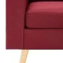Sofá de 3 plazas con reposapiés de tela rojo vino tinto by vidaXL, Sofas - Ref: Foro24-288730, Price: 317,02 €, Discount: %