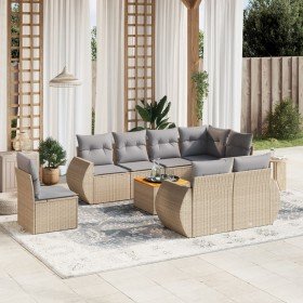 Set de sofás de jardín 9 pzas con cojines ratán sintético beige en Conjuntos de jardín | Comprar online en Foro24