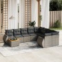 Set de sofás de jardín 10 pzas con cojines ratán sintético gris