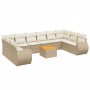 Set de sofás de jardín 11pzas con cojines ratán sintético beige