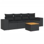Set de muebles de jardín 5 pzas y cojines ratán sintético negro