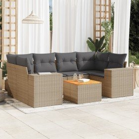 Set sofás de jardín 7 piezas y cojines ratán sintético beige en Conjuntos de jardín | Comprar online en Foro24