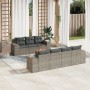 Set de sofás de jardín 8 pzas y cojines ratán sintético gris